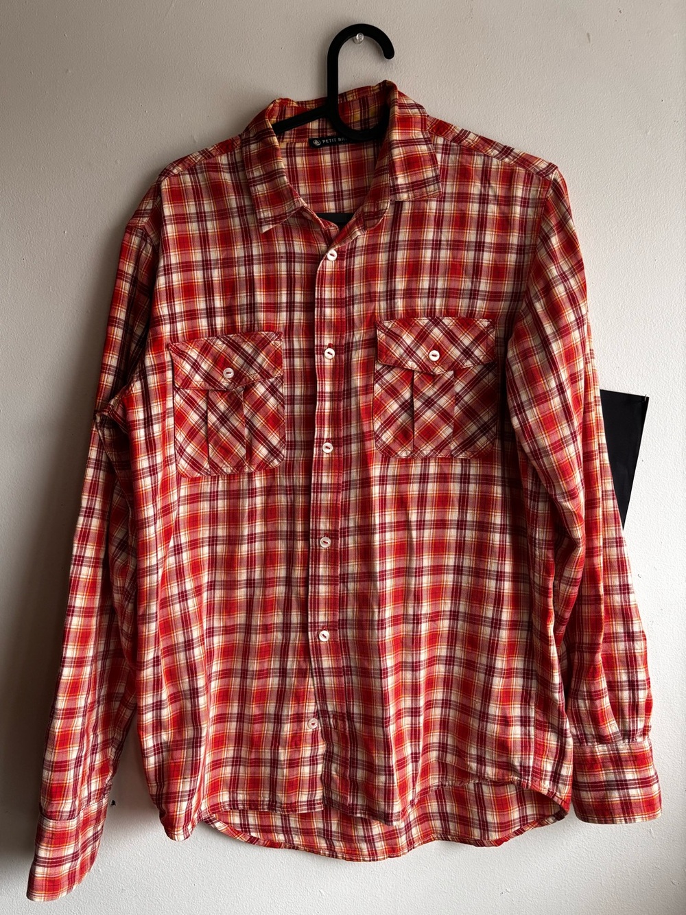 Petit Bateau Red Plaid Button-Up Shirt